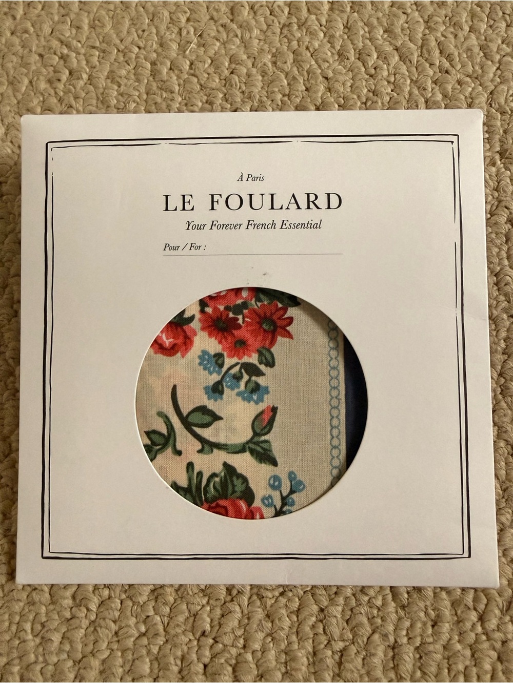 SEZANE LE FOULARD Floral Cotton Scarf - Cream with Red & Blue Flowers